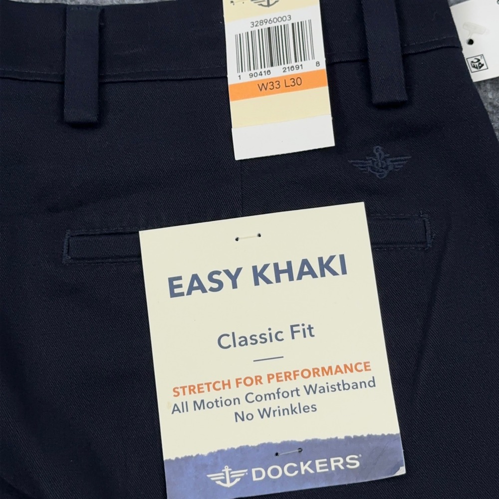 NEW Dockers Easy Khaki Pants Men 33x30 Navy Blue Classic Fit Stretch Preppy Golf - Picture 4 of 10